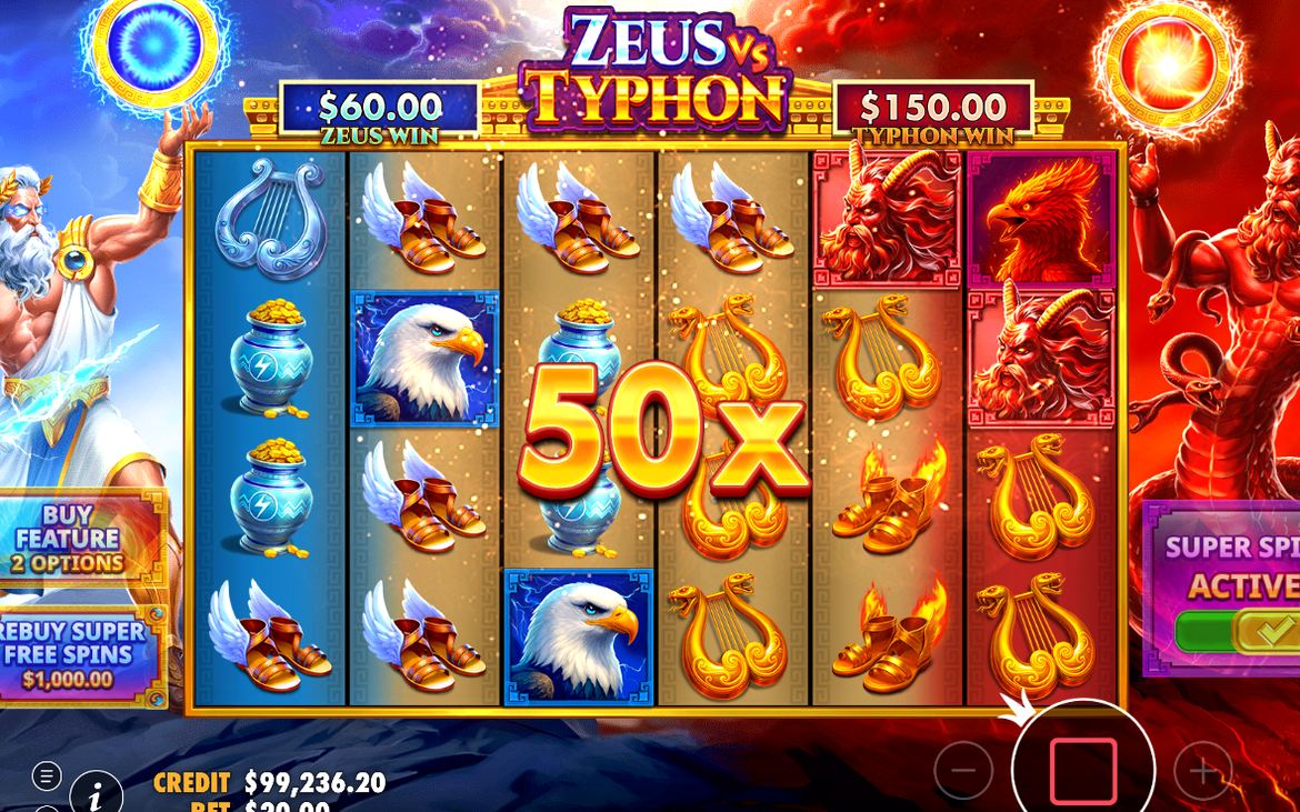 Vinstskärm med ZEUS WIN och TYPHON WIN var för sig